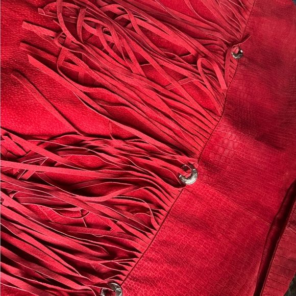 Moving Sale! Everything $30! Vintage Red Fringe Jacket sz M - Picture 5 of 8